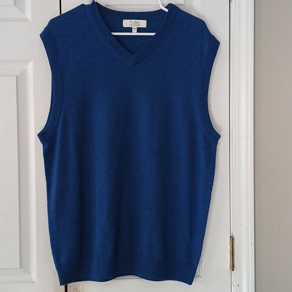 Turnbury Royal Blue 100% Extra Fine Merino Wool V-neck sweater vest  Sz L  NWOT